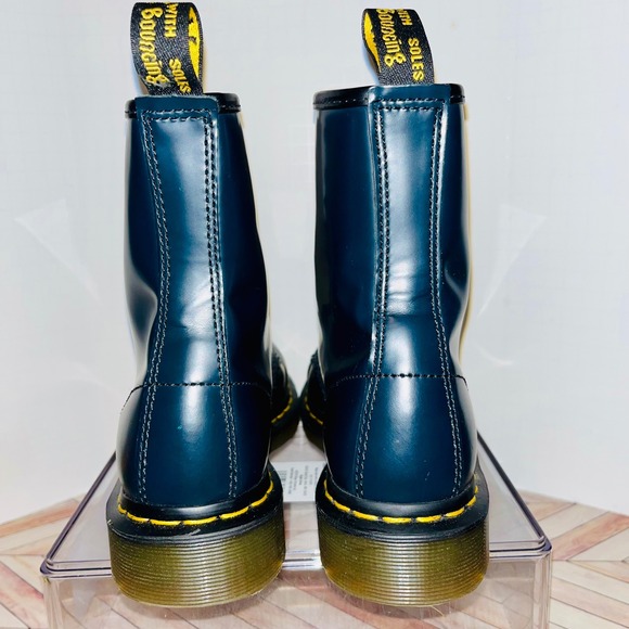 Dr Martens 1460 Blu Marin Navy Blue Smooth Leather Mens 4 Wmns 5 Boots Lace Up - Picture 6 of 16